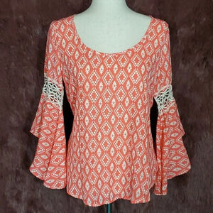 Heart Soul Bell Sleeve Scoop Neck Blouse